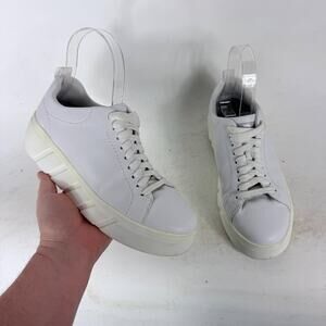 Rieker Evolution Platform Sneakers Women's 6 White Leather Lace-Up Low Top